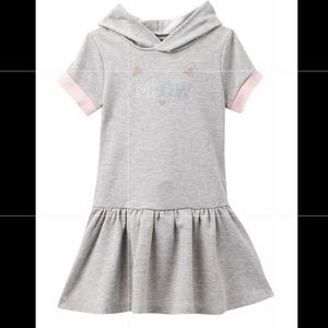 Zunie Short Sleeve Meow Cat face Hoodie Dress